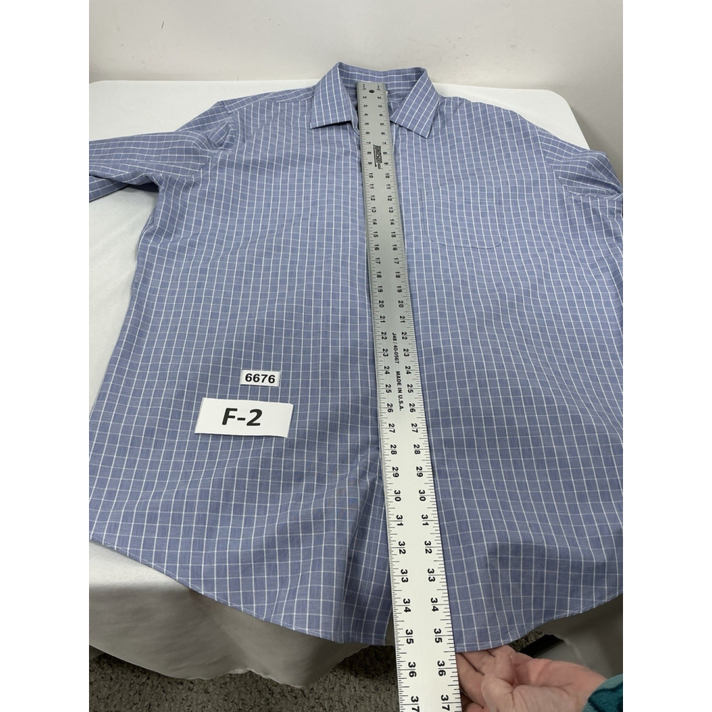 Mens Excellent Brooks Bros Regent Plaid Long Sleeve Button Up Dress Shirt 18-6/7 - Picture 6 of 8